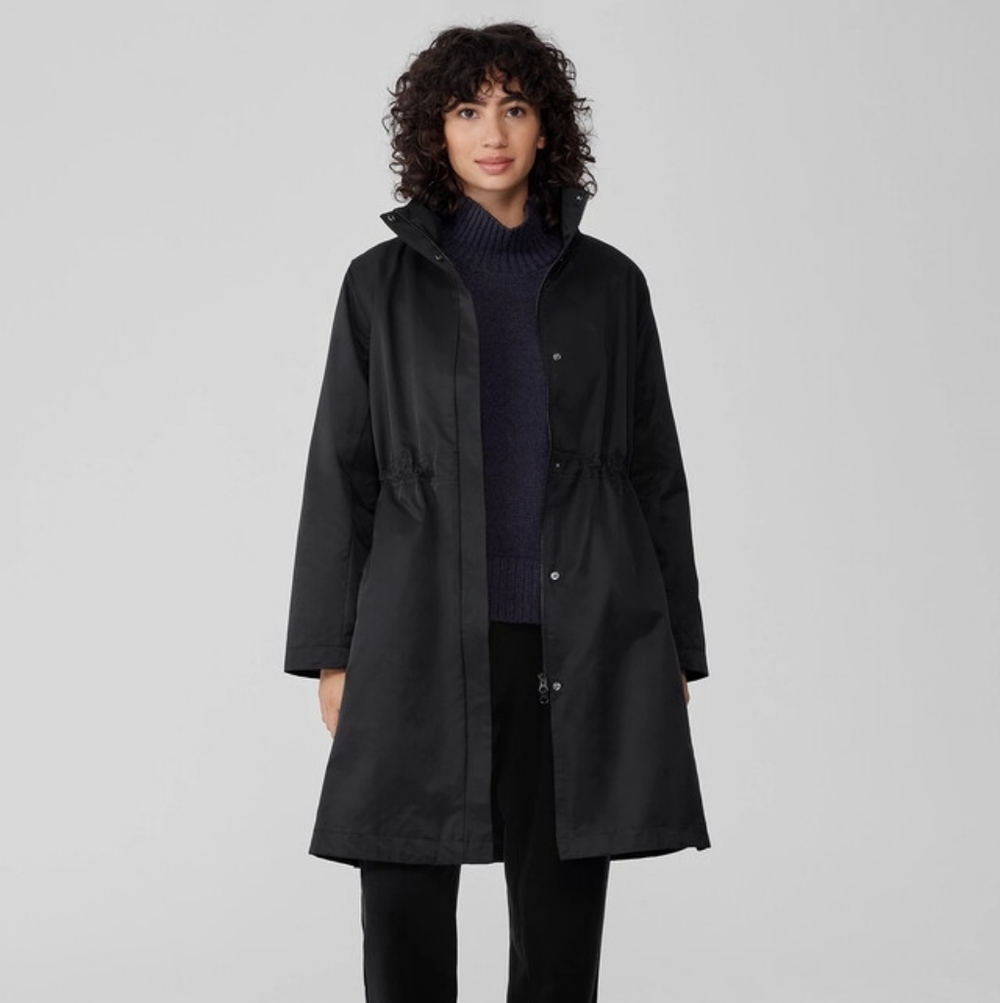 Eilleen Fisher Nylon Cotton Outerwear Hooded Jacket